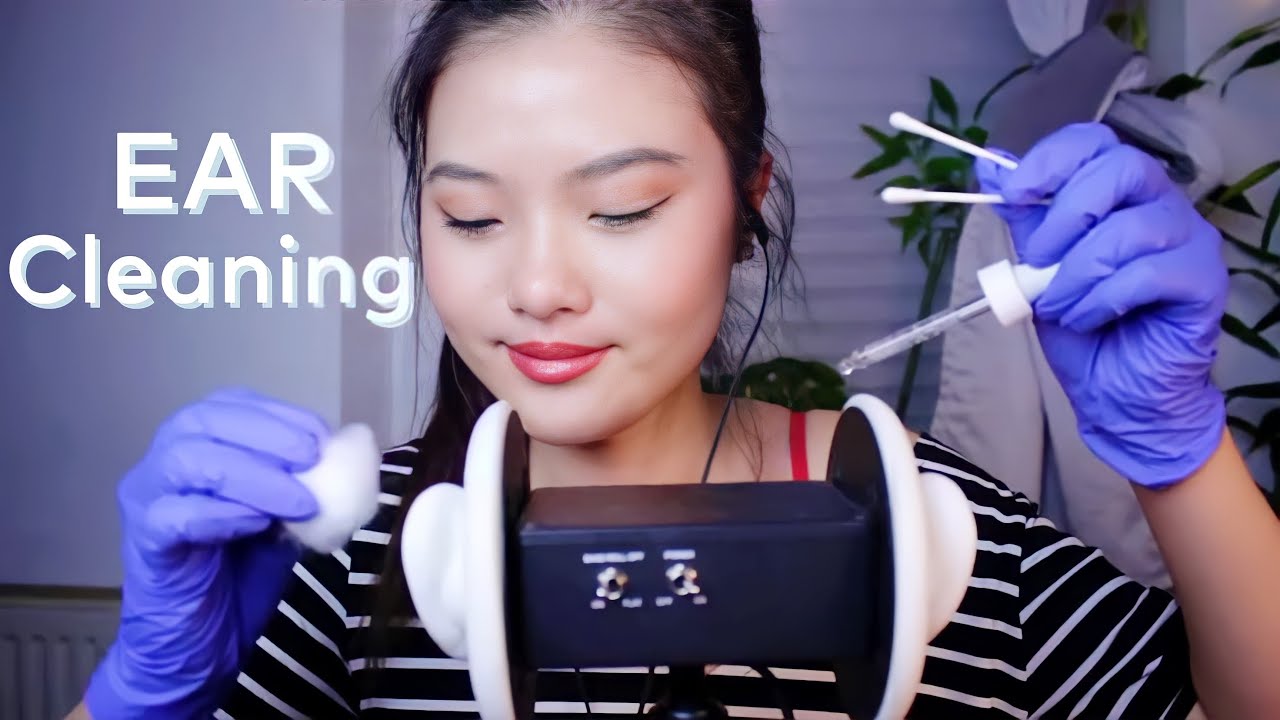 ASMR - Relaxing Ear Cleaning with Gloves Sounds & Soft Whispering