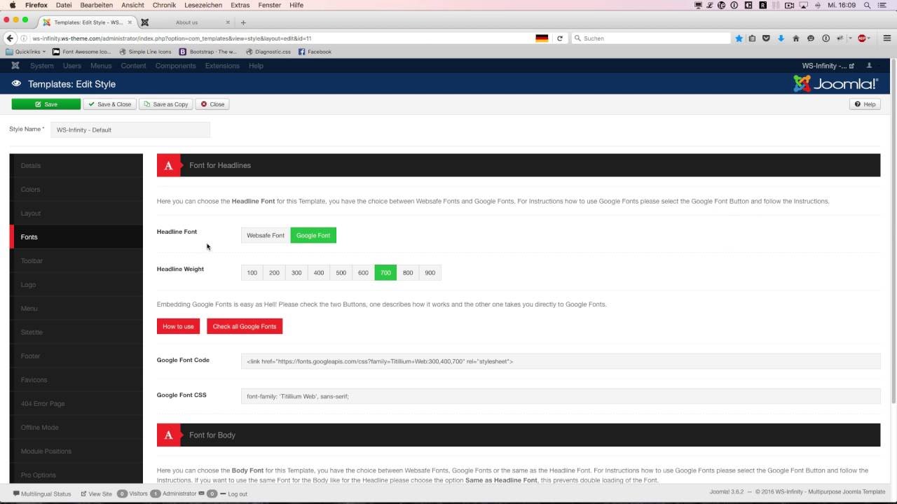 Change Fonts in WSTheme Joomla Templates YouTube