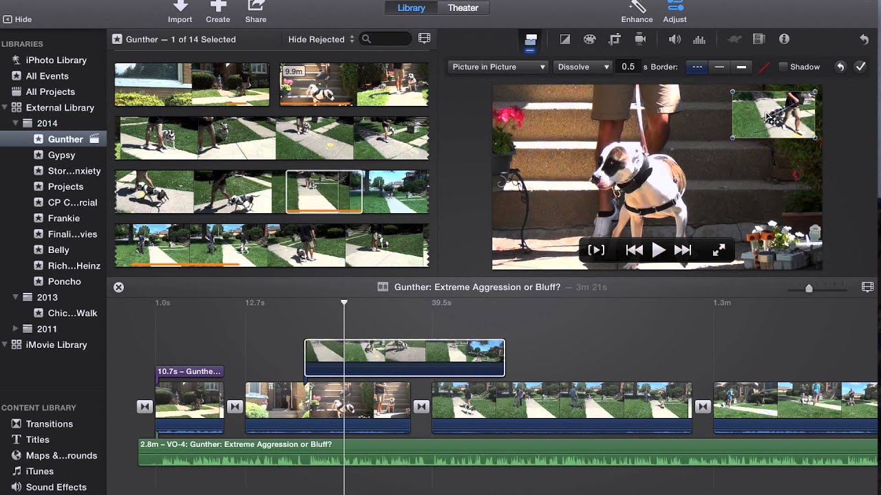 imovie 10.0.7 adding pictures keep audio