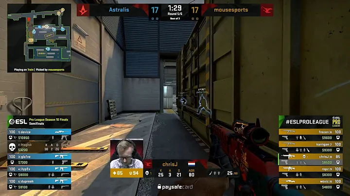 Insane quad kill from Dupreeh saves the round - Astralis Vs Mousesports (ESL Pro League Finals)