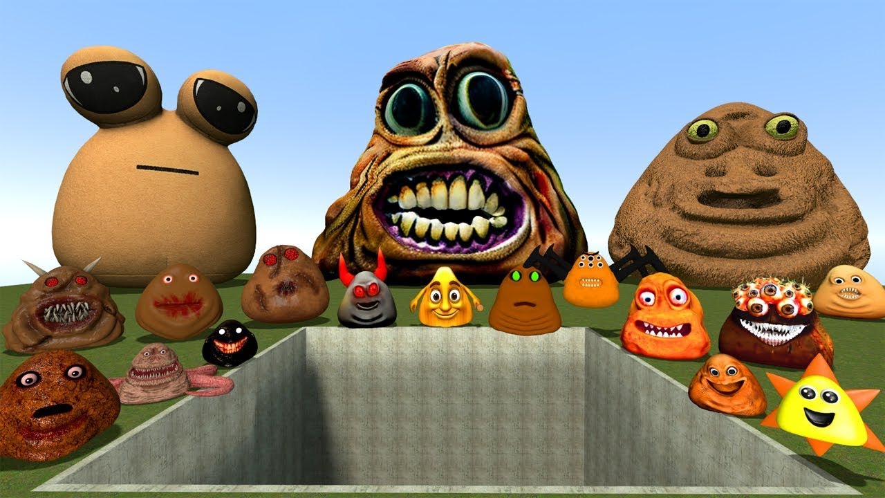 DESTROY ALL ROBLOX 3D POU BOU'S REVENGE FAMILY in WINTER BIG HOLE Garry's Mod