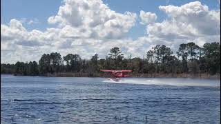 Waco on Amphibious Floats Water Departure