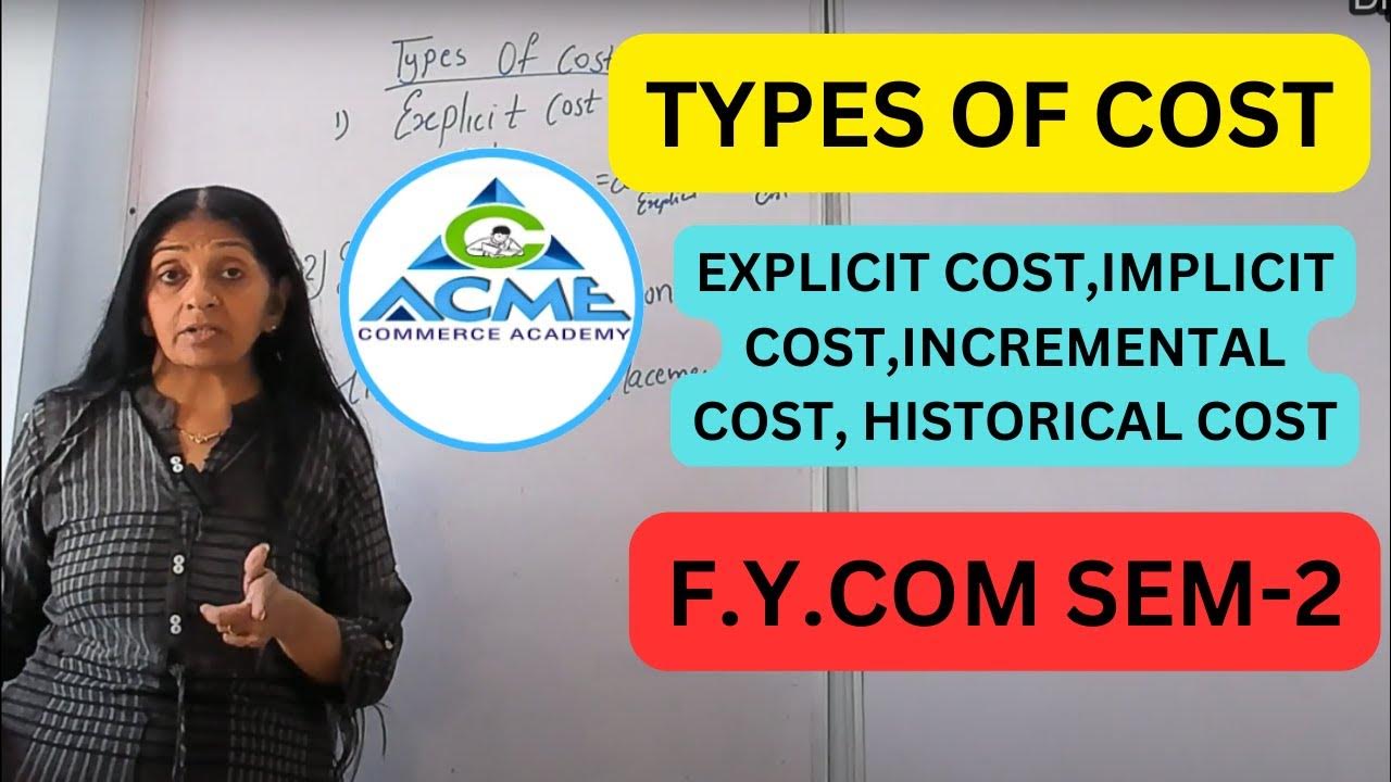 TYPES OF COST EXPLICIT, IMPLICIT COST INCREMENTAL COST HISTORICAL COST