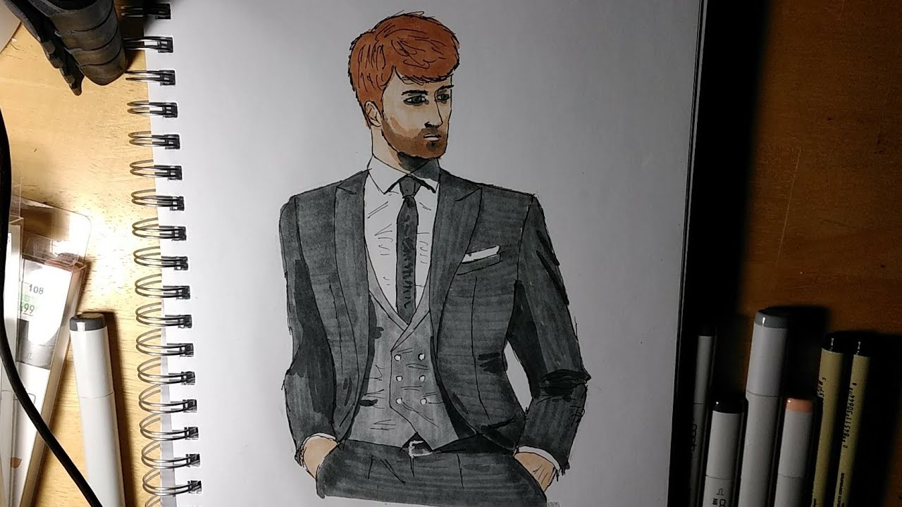 how to draw a man in a suit easy - YouTube