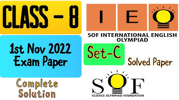 2022-23 IEO International English Olympiad Class 8 Solved Question paper | SOF#ieo #class8english