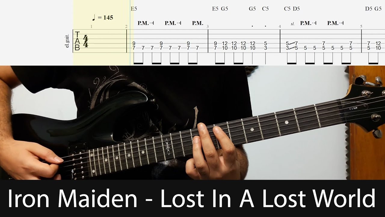 Iron Maiden - Lost In A Lost World Intro And Verse Dist. Guitar Riffs With Tabs