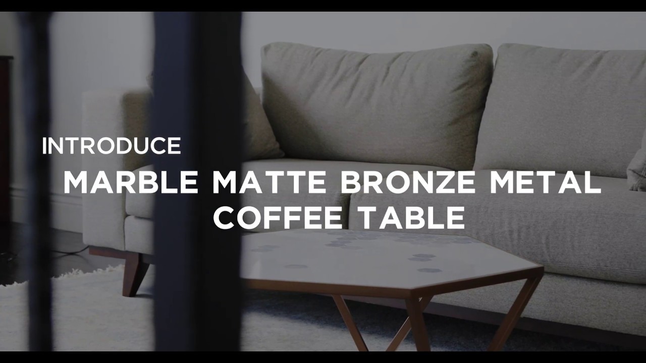 Crystal Blue Marble Matte Bronze Metal Coffee Table for only $399 | Free US Shipping