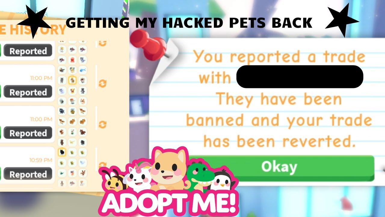 Got my hacked pets back in adopt me - YouTube