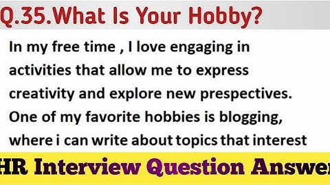 What Is Your Hobby | HR Interview | SRV Studyroom