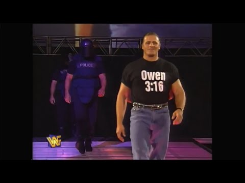 Riot Squad Stone Cold Steve Austin Strikes Owen Hart WWE Raw 9/29/97