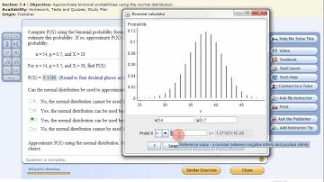 StatCrunch Normal Approximation to Binomial Probability Distribution