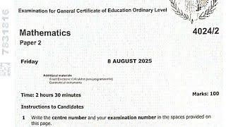 MATHEMATICS PAPER 2 2025 GCE