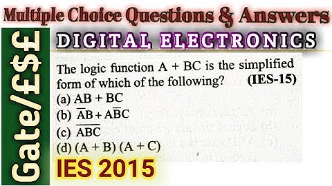 MULTIPLE CHOICE QUESTION ON DIGITAL LOGIC CIRCUITS