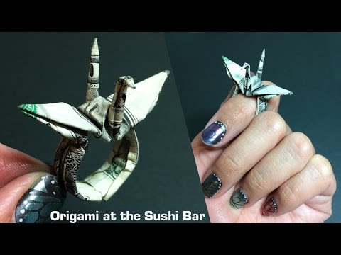 Origami Money Crane Ring (Instructions) Dollar Origami, Moneygami