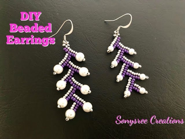 Herringbone Beaded Earrings || DIY Beaded Earrings || How to make Beaded Earrings