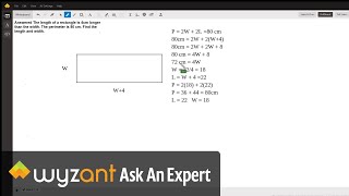 Given Perimeter of Rectangle find Length and Width