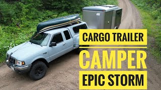 Cargo Trailer Camper: Stormy Adventure in a Thunderstorm!