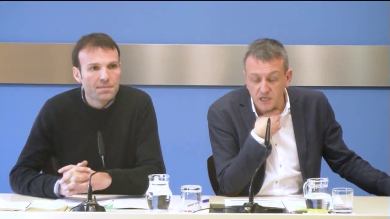 9 de febrero de 2018. Rueda de prensa tras Gobierno de Zaragoza. servicios al contribuyente