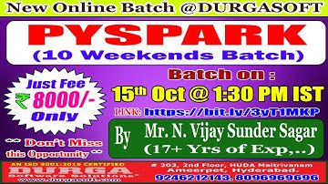 PYSPARK (10 Weekends Batch) Online Training @ DURGASOFT