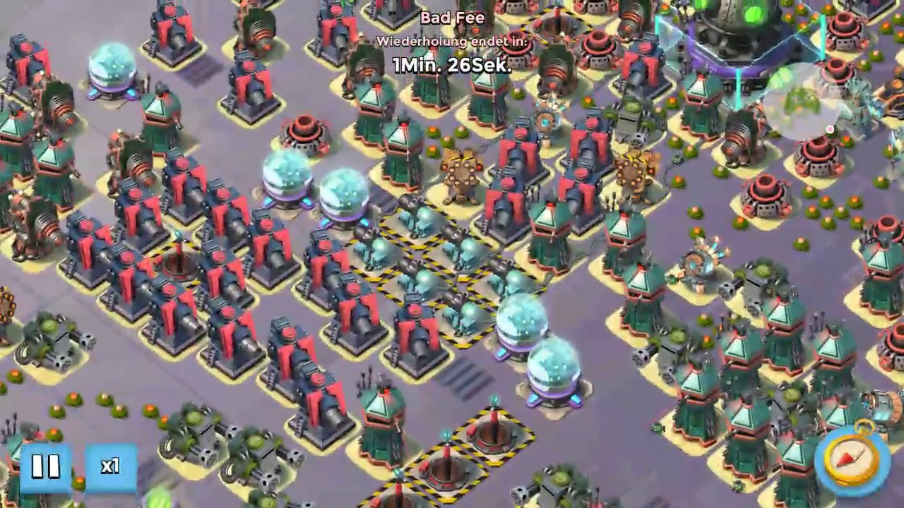 Boom Beach - Mega Turtle - Tutorial Stage 31 in One HIT with remote - Stage 33 Solo