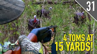 4 GOBBLERS COME CHARGING IN!  They Roosted HOW FAR Away?  | Iowa Public Land Turkey Hunting