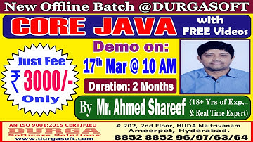 CORE JAVA Offline Training @ DURGASOFT