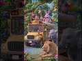 🐵 Funny Animal School Bus Ride 😂 Part 4 🚌✨ #shorts #pigeon