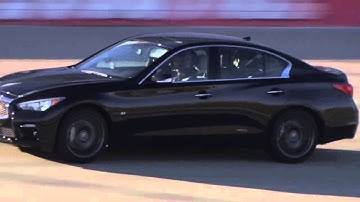 Sebastian Vettel drives the Infiniti Q50 at Nashville Superspeedway