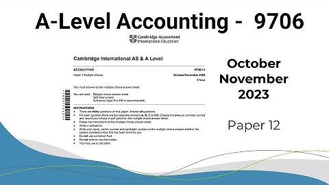 A Level Accounting October November 2023 Paper 12 9706/12