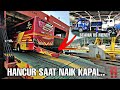 Hancurtruck  bus singa raja putra saat naik kapal pelabuhan merak