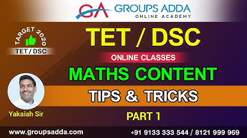 DSC / TET Maths Content Tips & Trics Part 1 ll AP & Telangana DSC Online Classes || DSC