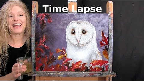 How to Draw and Paint "AUTUMN OWL" - Time Lapse - Animal Portrait Beginner Acrylic Painting Lesson