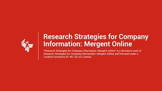 Research Strategies for Company Information: Mergent Online