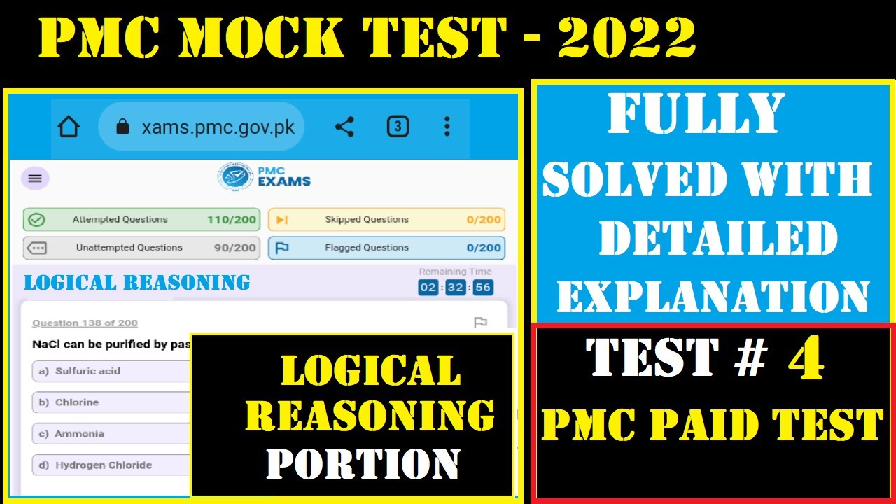 PMC Mock MDCAT Practice Test 4 (2022) | Today PMC Paid Logical reasoning with detailed explanation