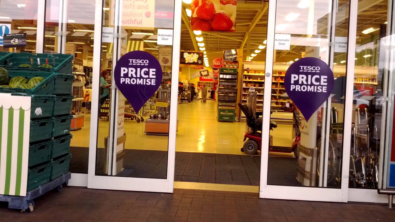 Tesco entrance cheers customers YouTube
