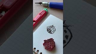 🍓 STRAWBERRY print handcarved eraser stamp 🍓 #timelapseart #printmaking #budgetfriendly 🍓