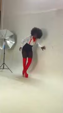 Amara "Behind The Scene at Photo Shoot"  Streching with Thight Hight Red Boots