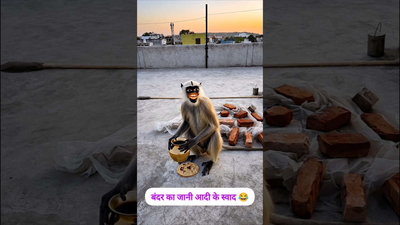 बंदर का जानी अदरक के स्वाद 🤣 #funny #comedy #thetharpuns #shilpisaroja #shorts
