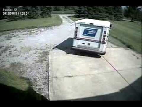 USPS Truck gets stuck in my driveway - YouTube