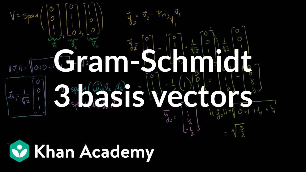 Gram Schmidt Example With 3 Basis Vectors Video Khan Academy