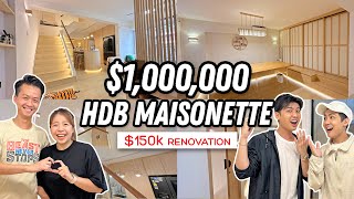 Touring a $1,000,000 HDB Maisonette!! *$150k Renovation*