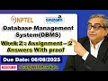 Data Base Management System Week 2 Assignment answers NPTEL 2025 DBMS week 2 solutions IITKGP