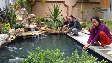 Non bộ đẹp cho hồ cá koi hiện đại, thác nước sinh tài lộc | Kiến trúc xanh Bình an