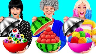 Wednesday vs Grandma Cooking Challenge | Funny Challenges by 4Teen