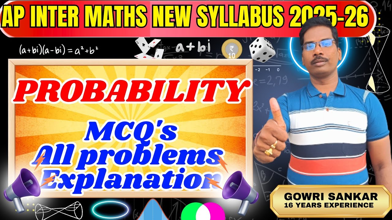 AP Intermediate Maths New Syllabus|| Chapter-14|| Probability MCQs Explanation 