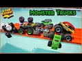 Monster Truck Monday: Monster Trucks Swimming Pool & Water Balloon Challenge