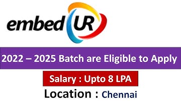embedUR systems Hiring for Multiple Roles I 2022 – 2025 I Batch are Eligible to Apply