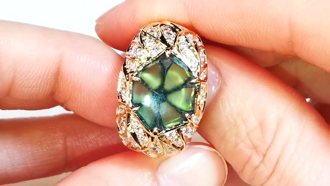 No Oil Muzo Colombian Trapiche Emerald Ring with D Flawless