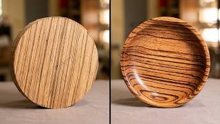 Turning a Beautiful Exotic Zebrano Wood Bowl on the Lathe