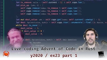 Advent of code in Rust - solving year 2020 exercise 23 part 1 (Twitch Live 2021-11-29)